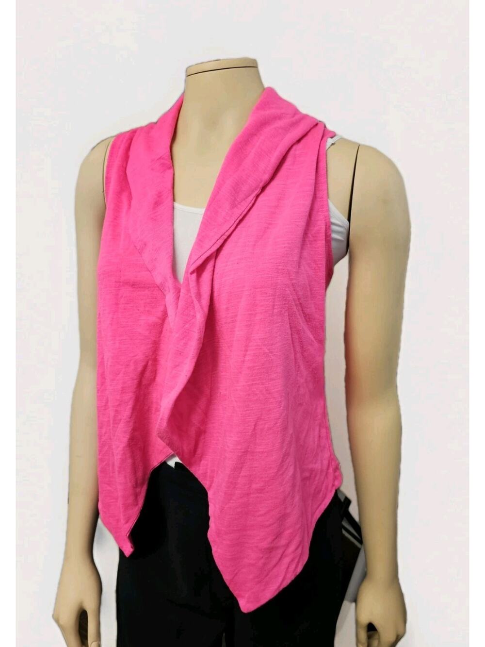it's Sleeveless Draped Open Front Cardigan Vest Shrug Asymmetric Cascade Knit 2X